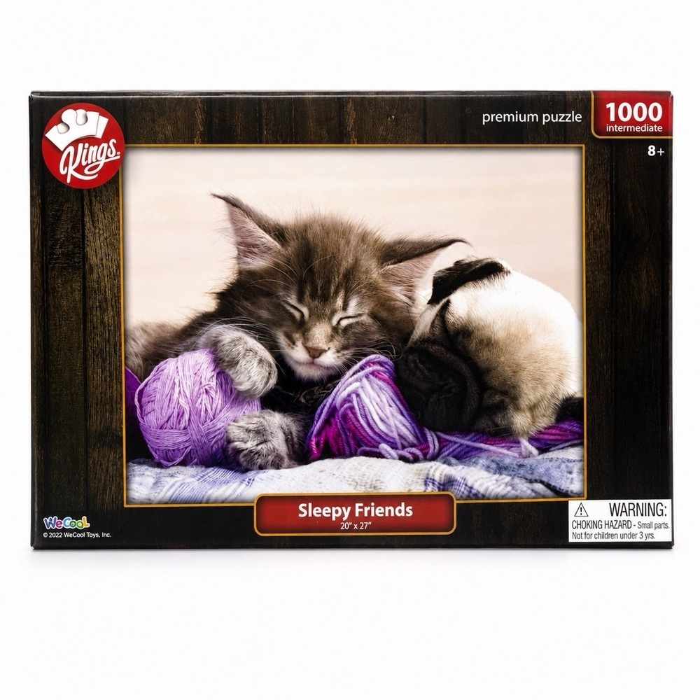 Kings Sleepy Friends Kitten Puppy 1000 Piece Jigsaw Puzzle 20x27 NEW SEALED